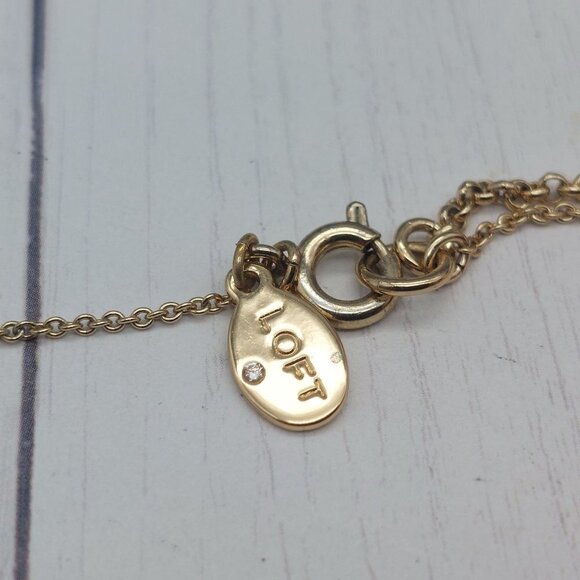 Adorable Minimalist LOFT Pendant Necklace Gold Tone Chain Crystal Bar 16" - 18" - Picture 7 of 7